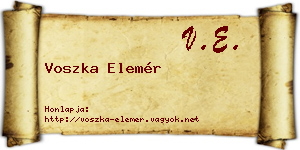 Voszka Elemér névjegykártya